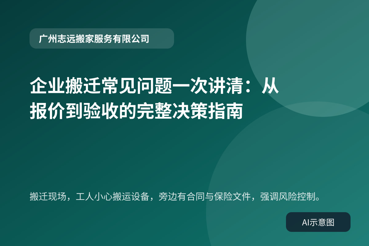搬迁现场,工人小心搬运设备,旁边有合同与保险文件,强调风险控制。