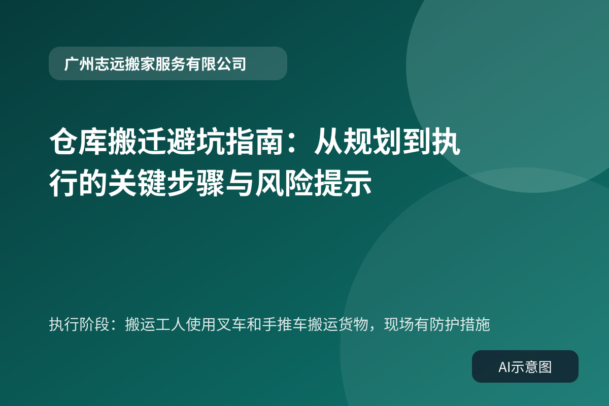 执行阶段:搬运工人使用叉车和手推车搬运货物,现场有防护措施