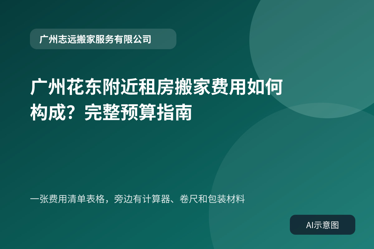 一张费用清单表格，旁边有计算器、卷尺和包装材料